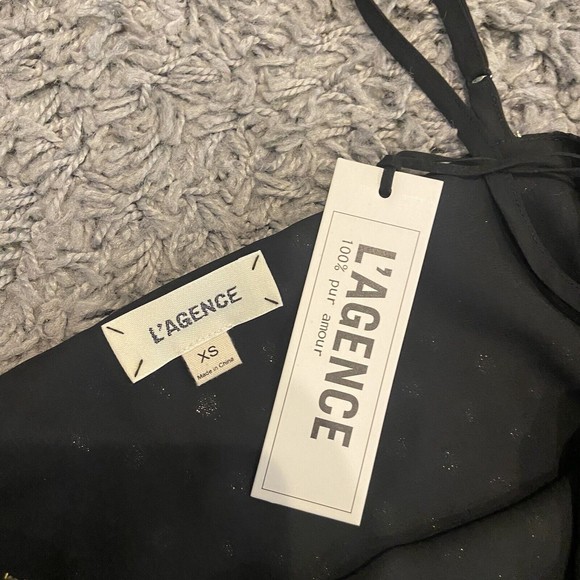 L’AGENCE NEW Jane Metallic Dot Chiffon Jacquard Spaghetti Cami Top Size XS - Picture 11 of 15